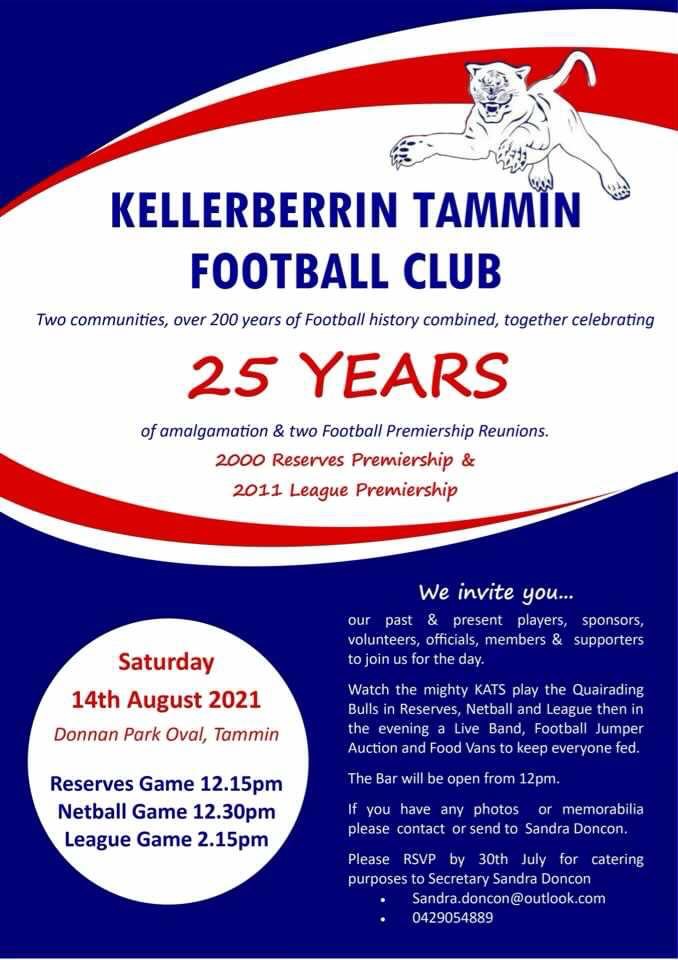 KELLERBERRIN & TAMMIN FOOTBALL CLUB 25 YEAR AMALGAMATION