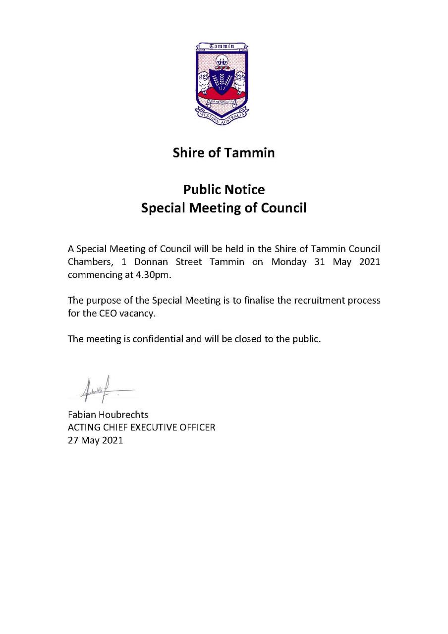 Public Notice - Special Meeting 