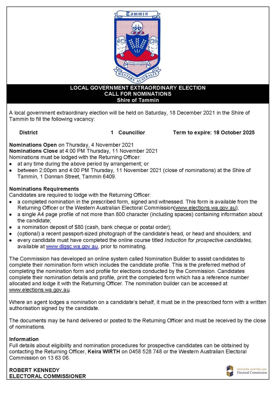 News Story - Local Government Extraordinary Election - Call for ...