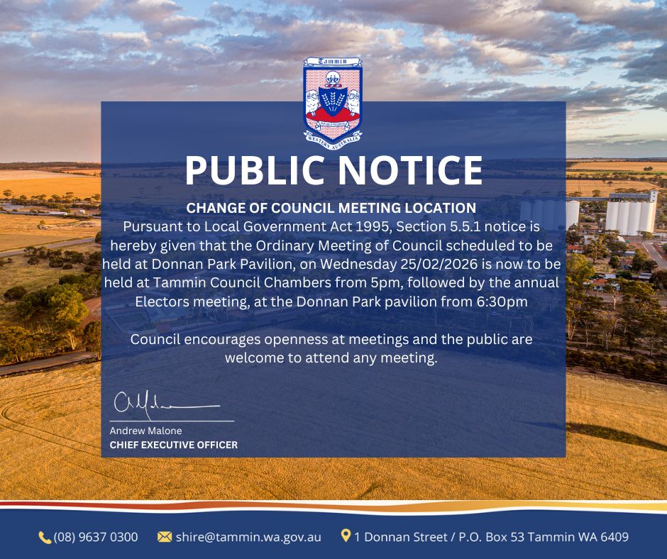 Public Notice - Change of Council Meeting Location