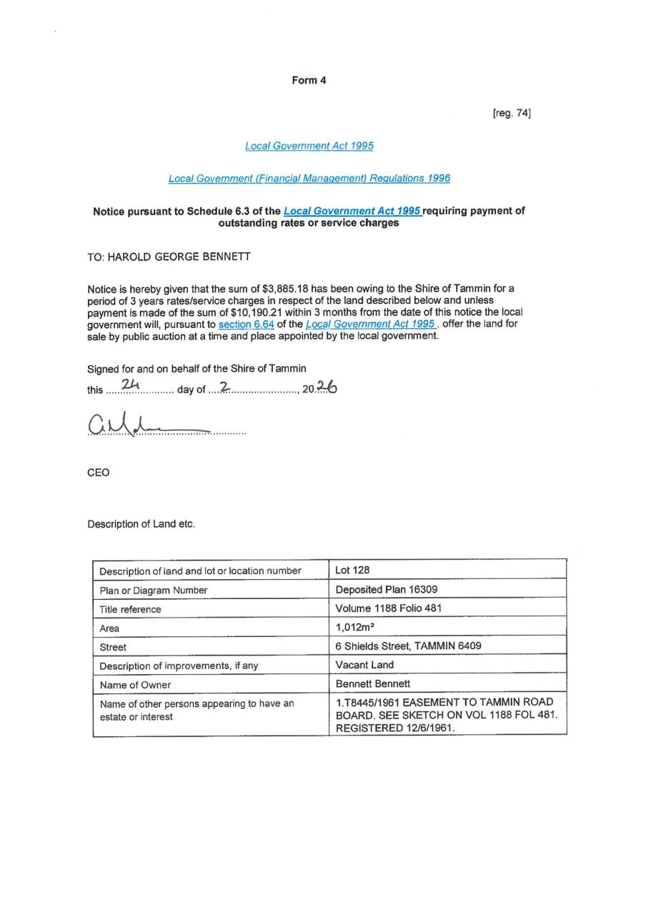 Public Notice - Notice of Overdue Rates